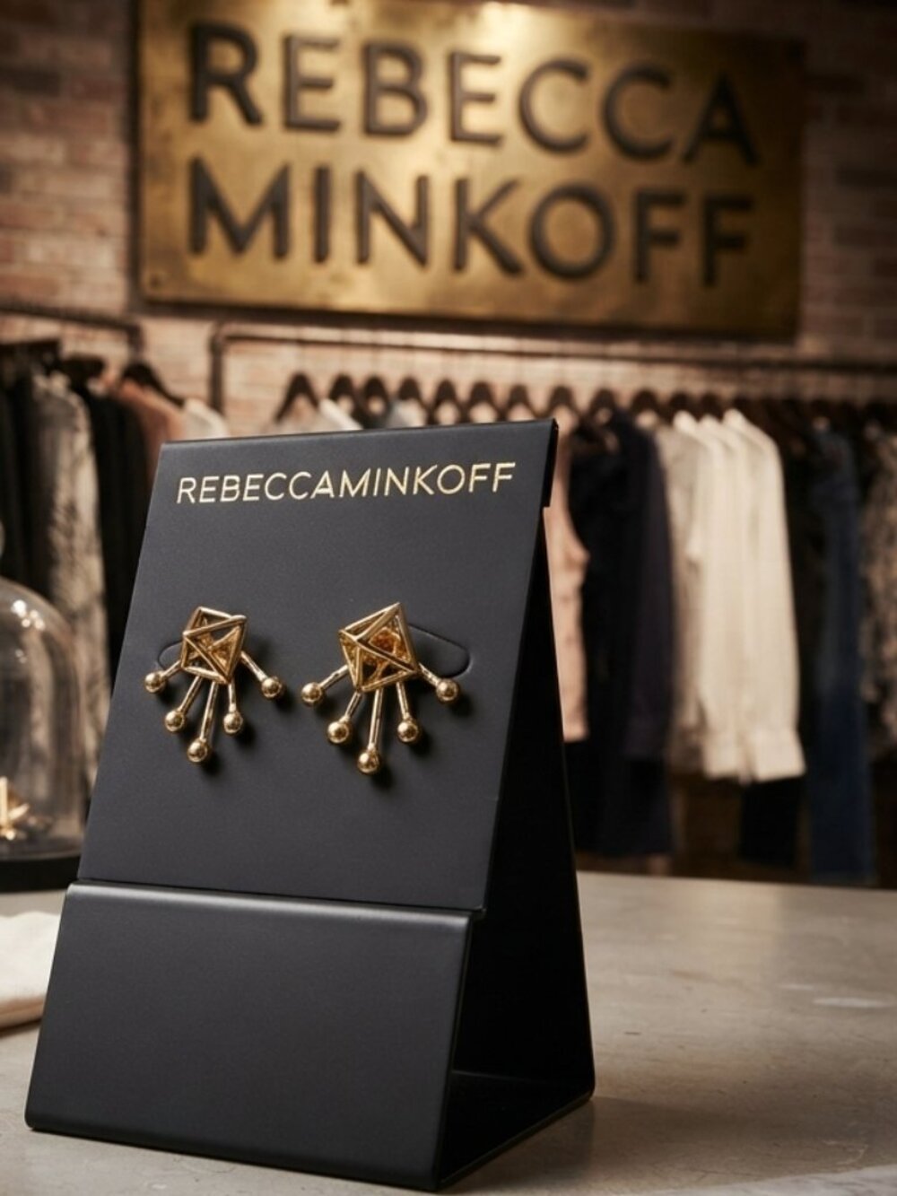 Rebecca Minkoff Gold Pyramid Fan Stud & Jacket Interchangeable Earrings